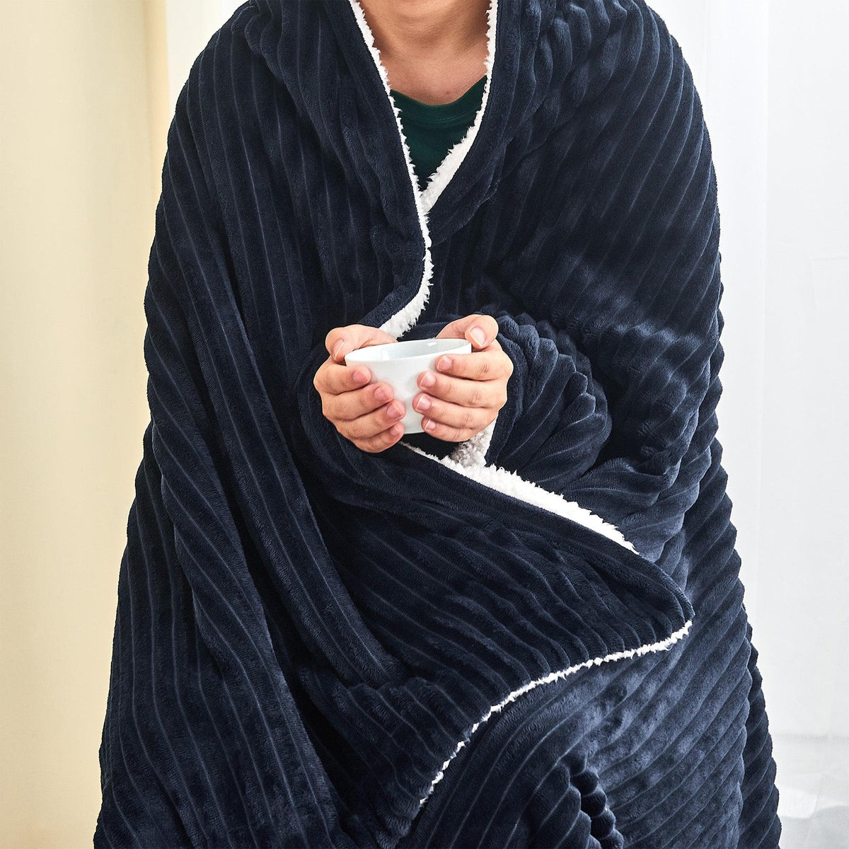 Ribbed Sherpa Throw Blanket - Corduroy Collection