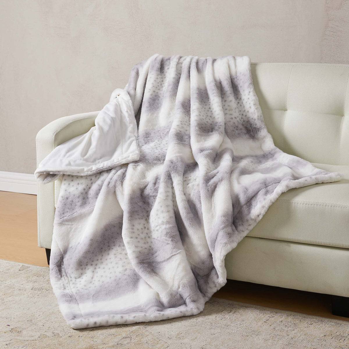 Faux Fur Printed Throw Blanket - Aaliyah Collection