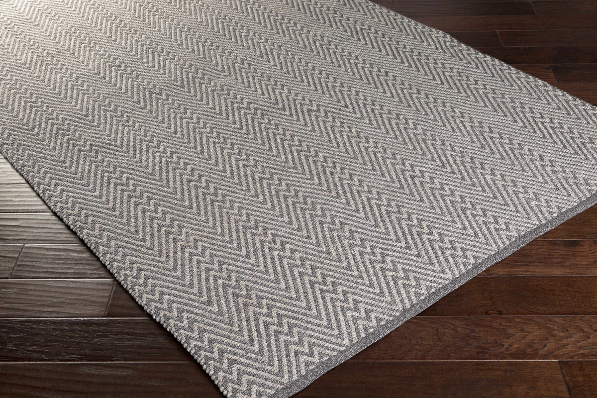 Herlong Charcoal Herringbone Outdoor Rug - Clearance