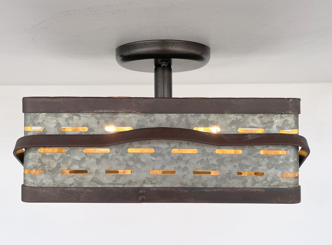 REDIRECT!!!! Rectangular Rustic Galvanized Ceiling Light Fixture