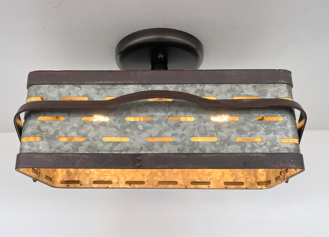 REDIRECT!!!! Rectangular Rustic Galvanized Ceiling Light Fixture