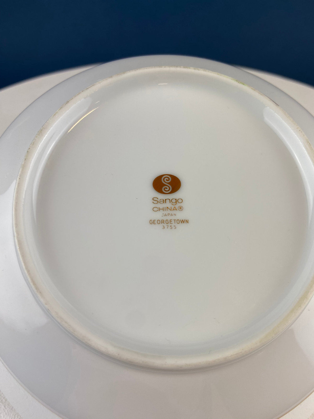 White and Gold Sango Porcelain, Georgetown Bowl. Wedding Band Pattern Porcelain Serving Dish. Wedding Gift.