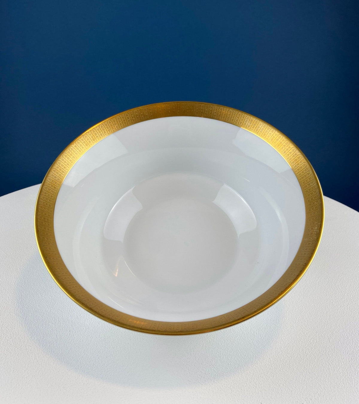 White and Gold Sango Porcelain, Georgetown Bowl. Wedding Band Pattern Porcelain Serving Dish. Wedding Gift.