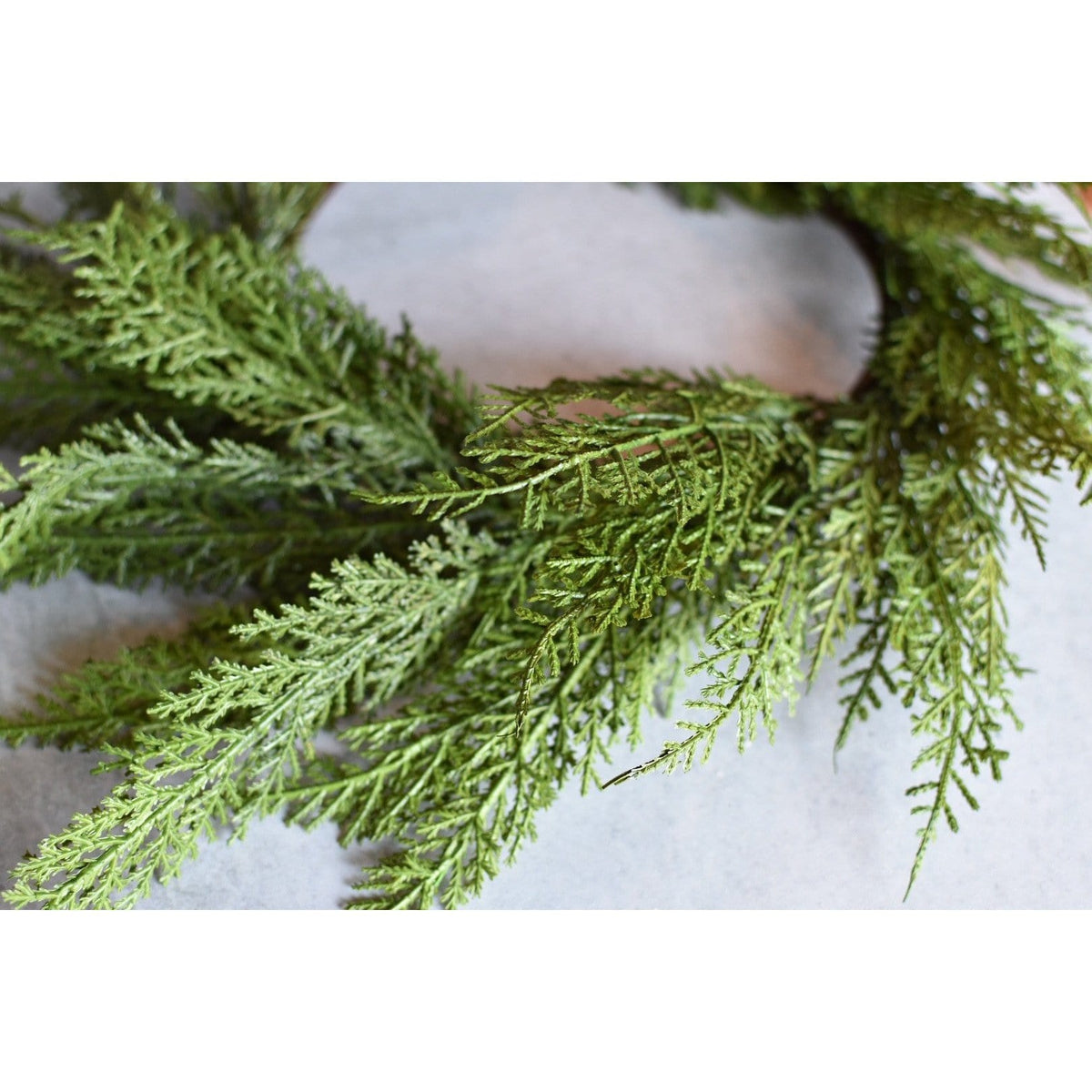 12" Faux Cedar Wreath CW1 — wreath for front door entryway and seasonal decor home styling accent