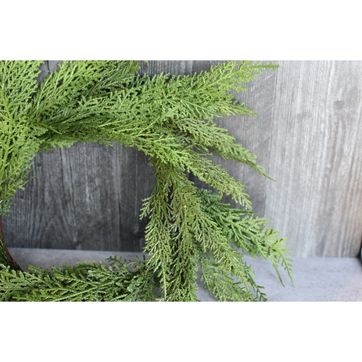 12" Faux Cedar Wreath CW1 — decorative wreath for door wall and seasonal home decor gift-ready decor idea