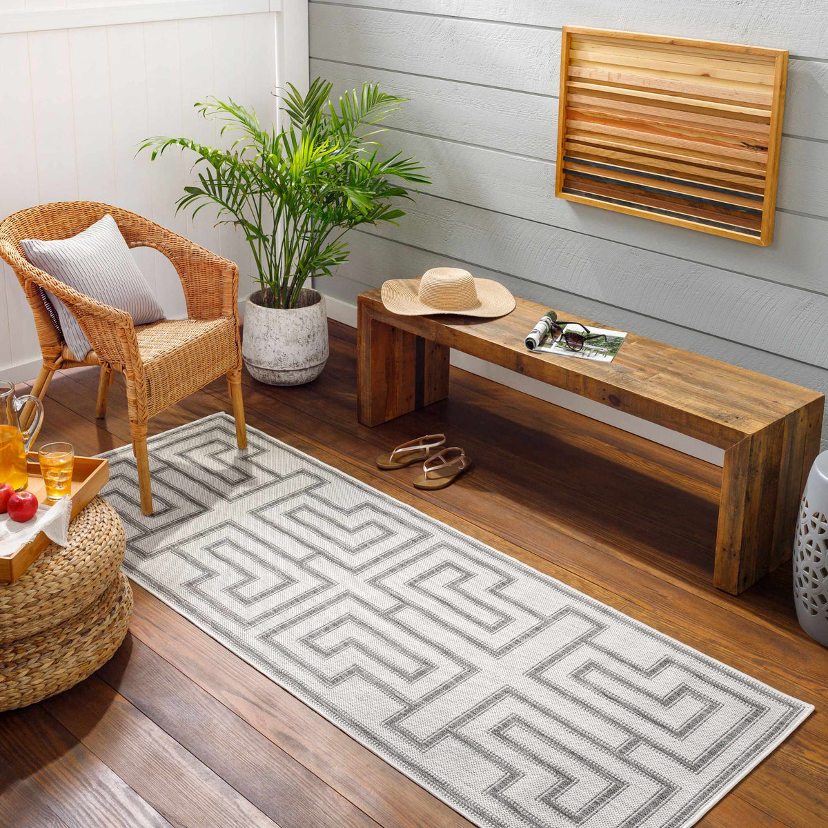 Taro Light Gray Outdoor Area Rug - Clearance