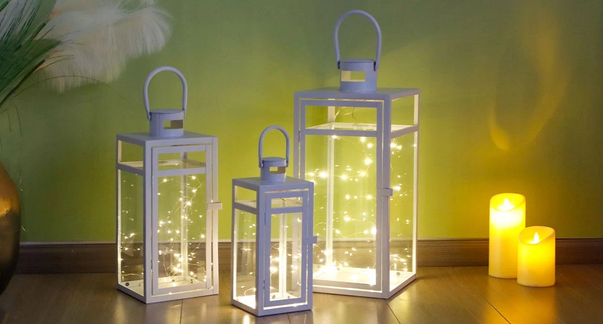 Set of 3 Metal Candle Lantern-12/15/19"