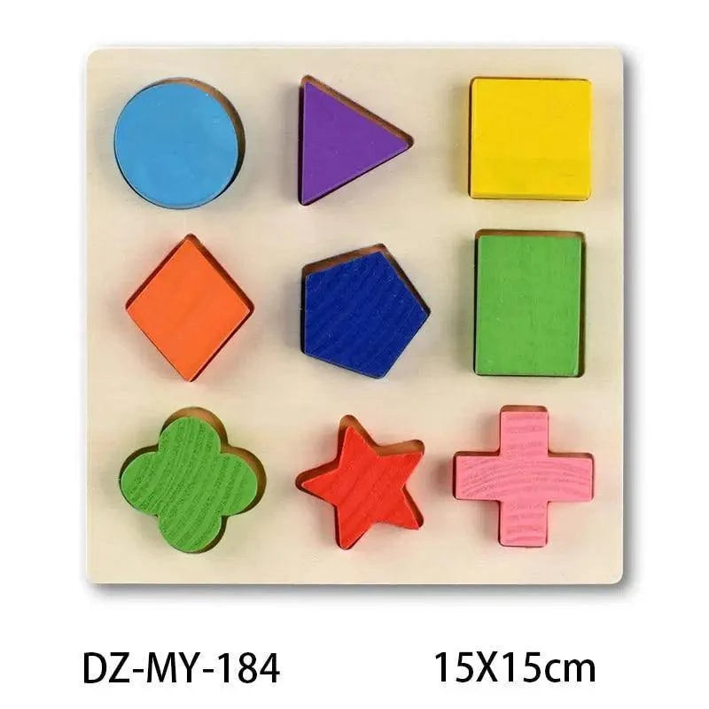 Montessori Wooden Puzzles Hand Grab Boards Toys Tangram Baby Educational Toys Cartoon Vehicle Animals Fruits 3D Puzzles