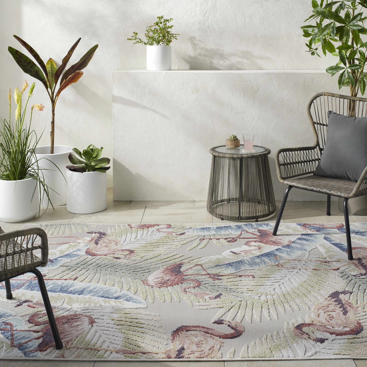 Nayan Light Slate Outdoor Area Rug - Clearance