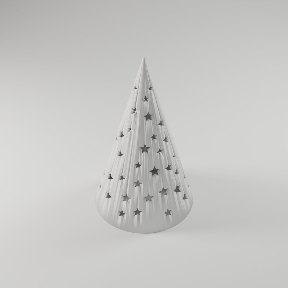 Starry Cone Tree Luminary — 3D Printed, White