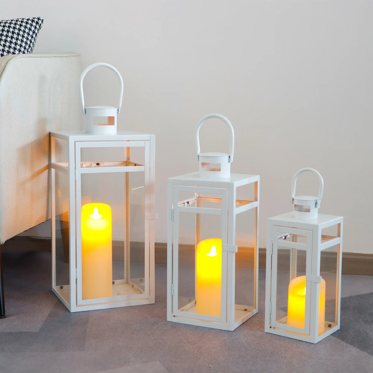 Set of 3 Metal Candle Lantern-12/15/19"