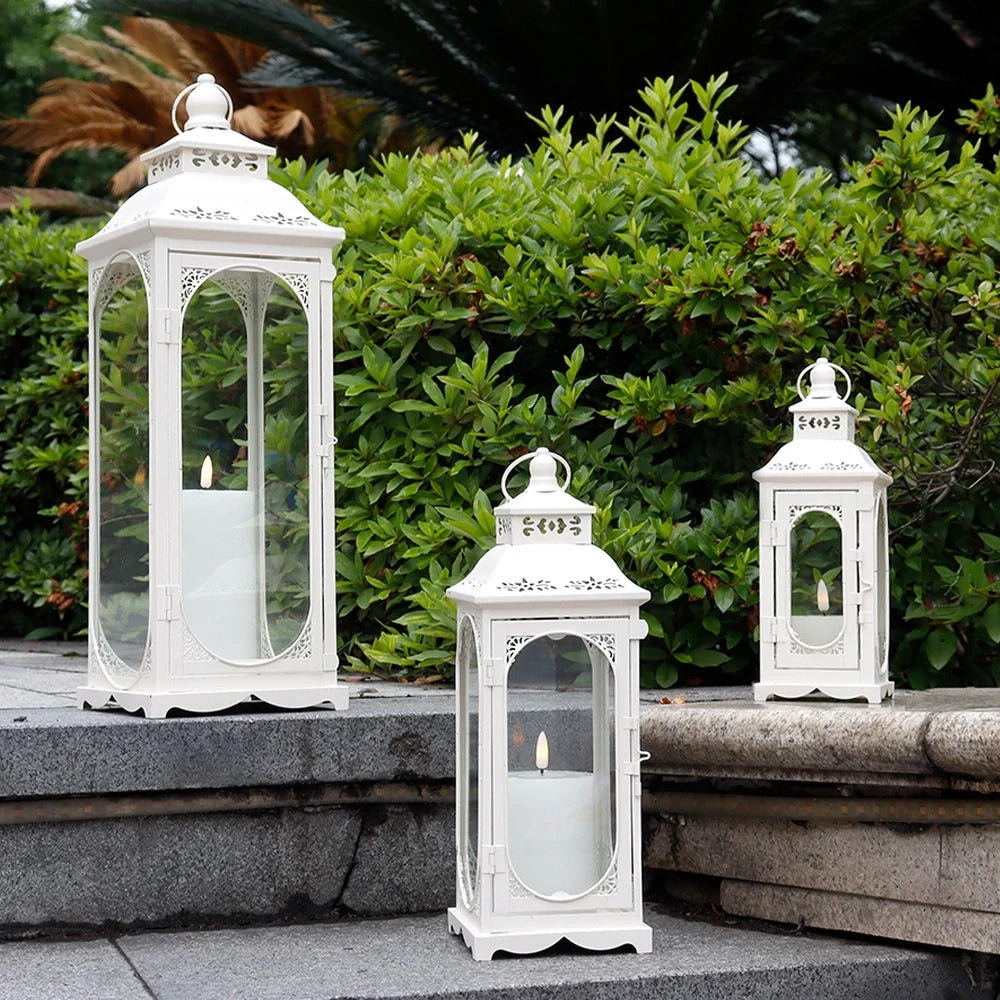 Set of 3 10/14/19.5''H Candle Lanterns (Cream White)