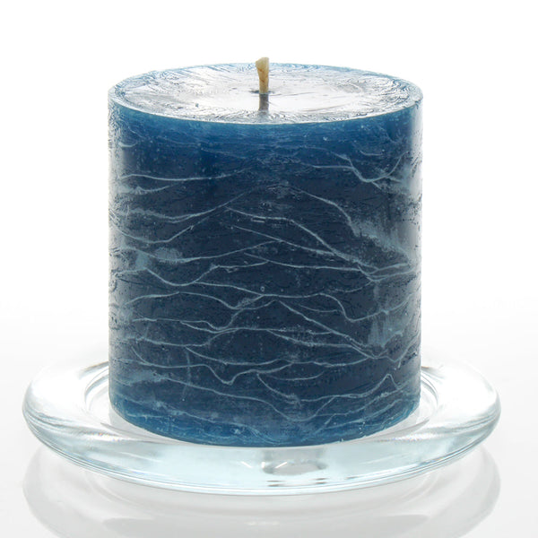 Pillar Candle 3in - Navy Blue Rustic
