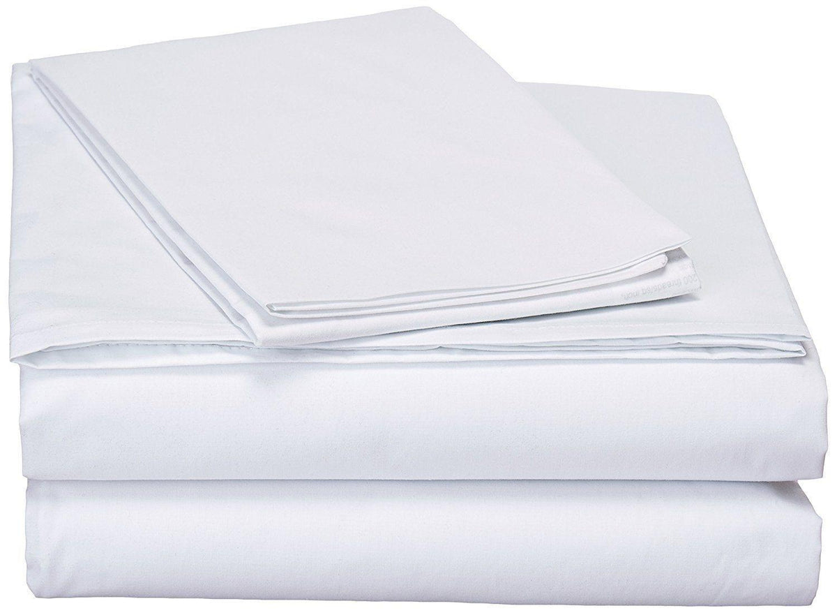 DaDa Bedding White Cotton Flat Sheet Set with Pillow Cases