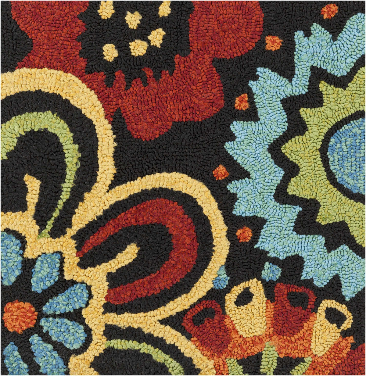 Thaxton Colorful Flowers on Black Outdoor Area Rug - Clearance