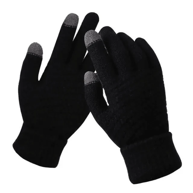 Women Winter Touch Screen Gloves Thicken Warm Knitted Stretch Gloves For Winter Wool Full Finger Outdoor Skiing Gloves Unisex Winter Gloves Women Touch Screen Gloves Knitted Gloves for Girls Stylish Winter Gloves
