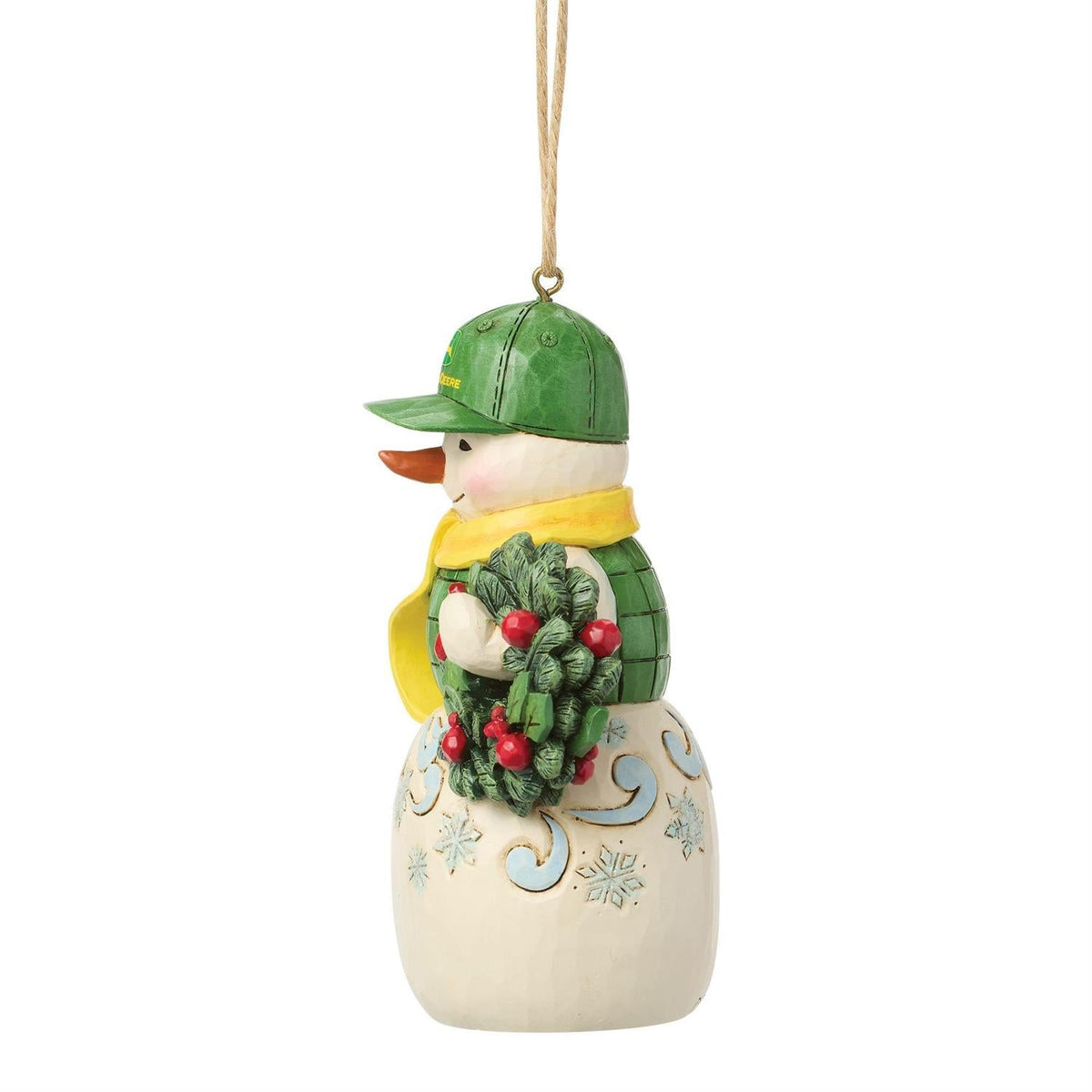 Snowman in John Deere Hat Ornament — festive tree ornament for seasonal Christmas decorating online gift shop find