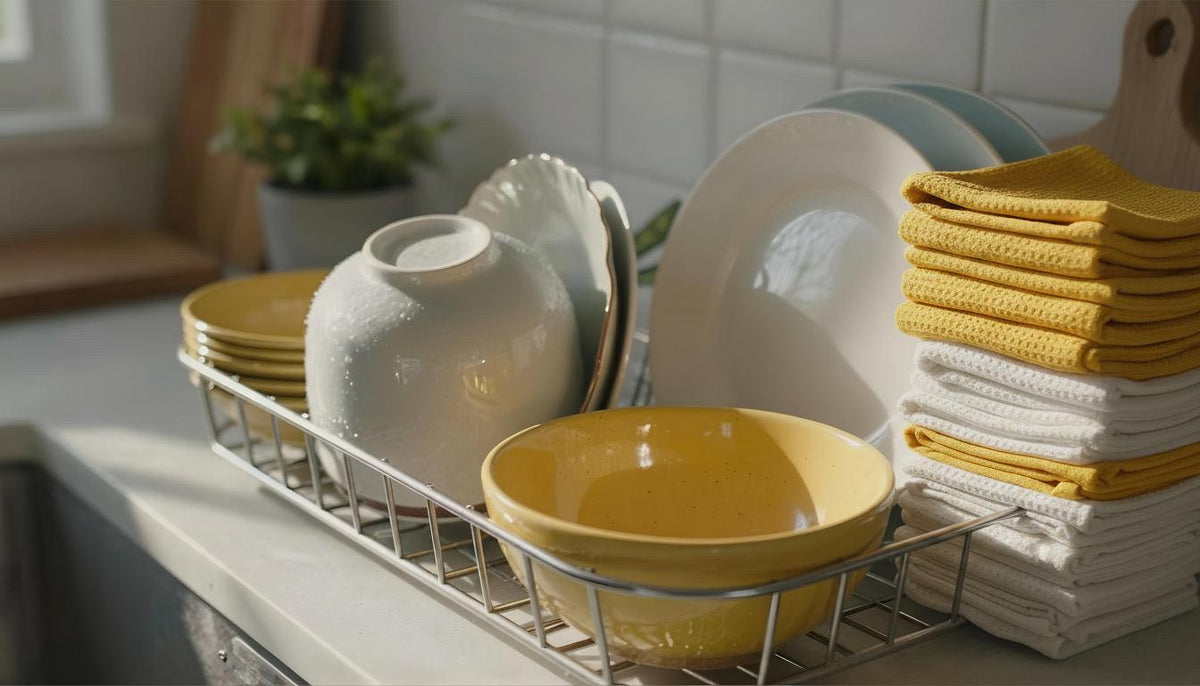 Tea towels and dish towels for stylish, practical kitchen use