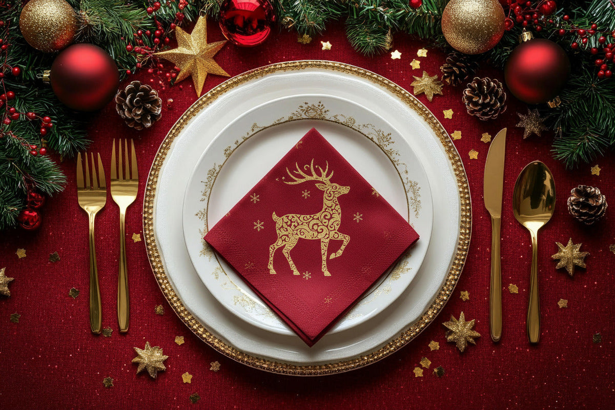 Christmas Party Supplies: Paper Plates, Napkins & Table Covers