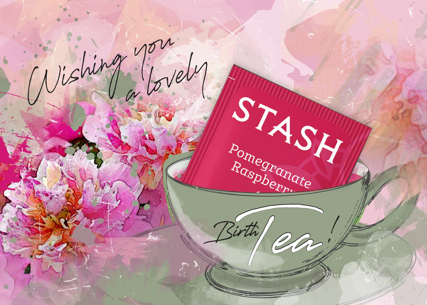 TEA GREETING Card with REAL TEA BAG - Lovely Birthtea