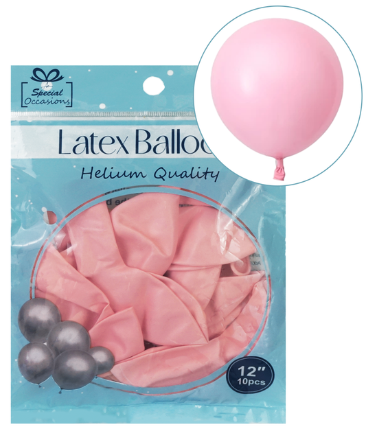 Pink Latex Party Balloon, 12in, 10ct
