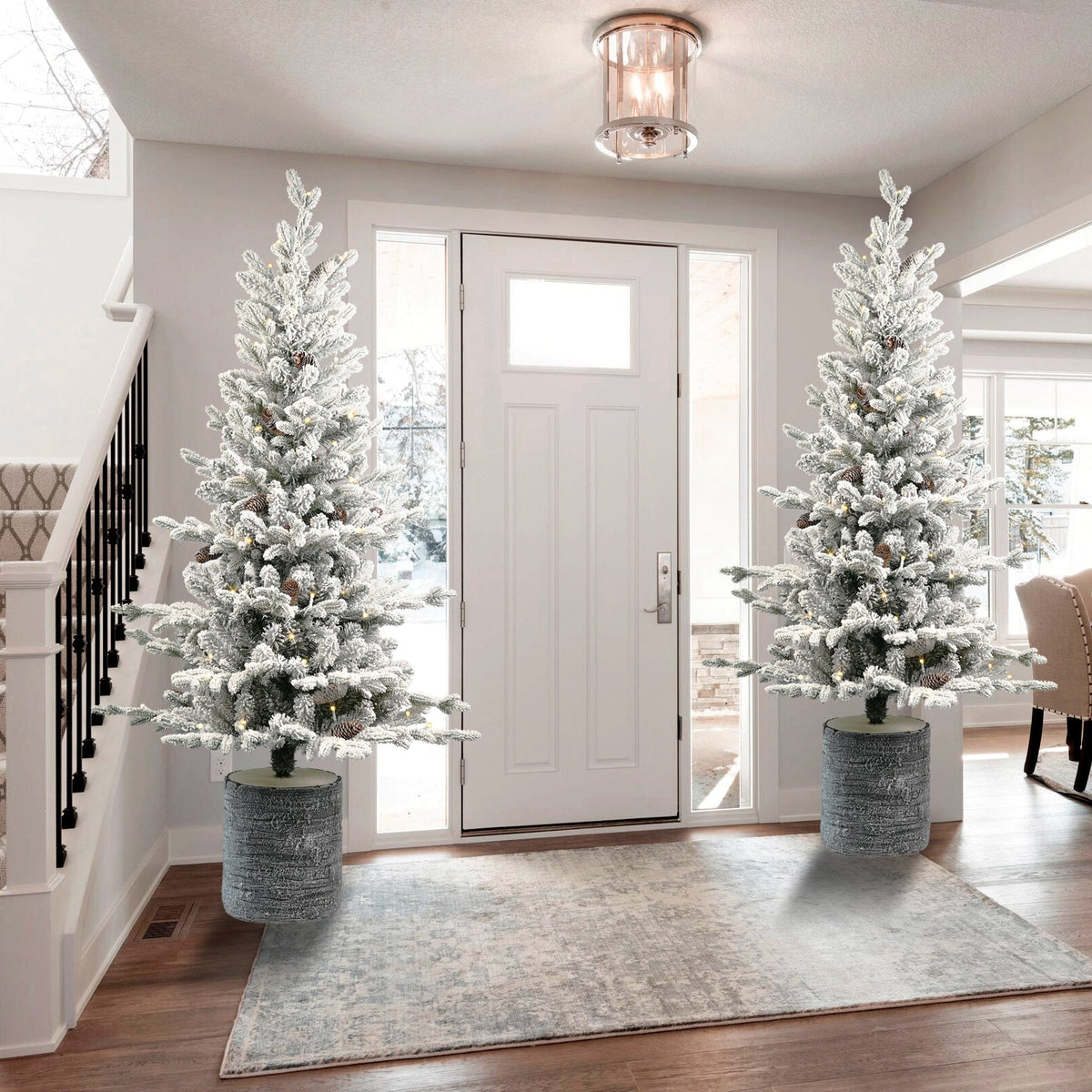 2FT Flocked Christmas Tree with Pot Base