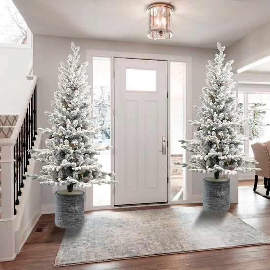 2FT Flocked Christmas Tree with Pot Base