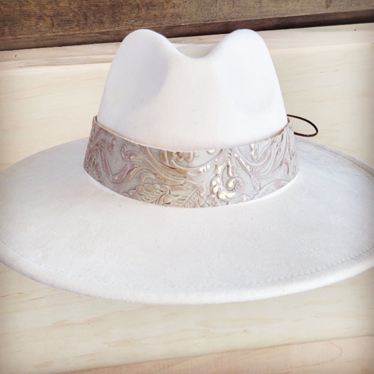 **Wide Genuine Leather Gilded Cowboy Hat Band OnlyOnly 954b