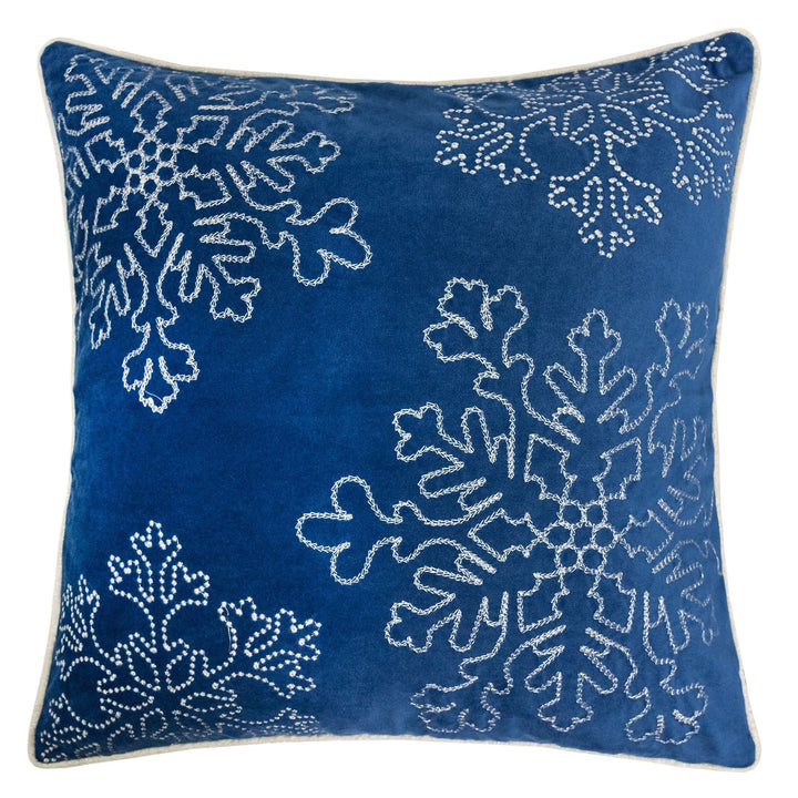 Blue Velvet Holiday Throw Pillow 20x20, festive Christmas home decor accent at Cedar & Spice Gifts