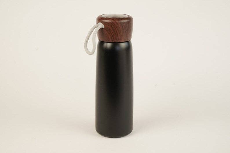 Black Insulated Tumbler With Wooden Lid
