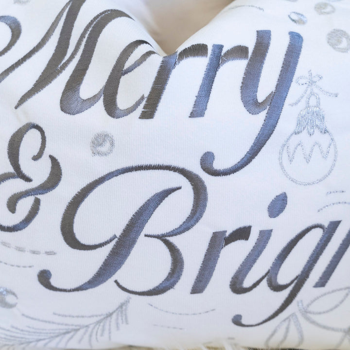 Merry & Bright Christmas Throw Pillow – 14x20 Velvet Lumbar Cushion, holiday sofa and bedroom decor