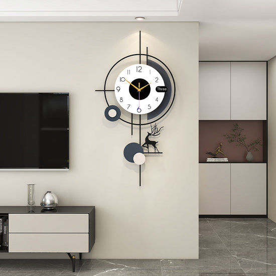 Modern Deer Wall Clock Nordic Geometric Living Room Decor