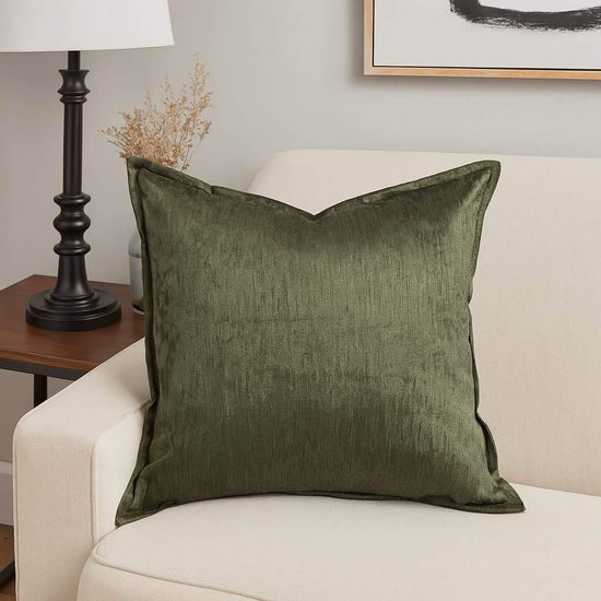 Velvet Throw Pillow – Deep Forest Green with Luxe Shine & Rich Texture, modern velvet home decor accent