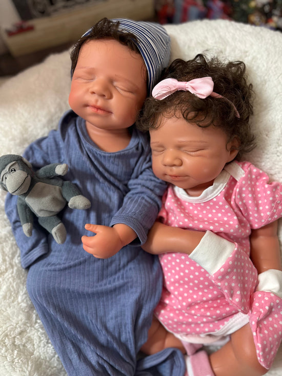 Hendrix 19” W/ NEWBORN CURLY HAIR, CUSTOM MADE Full Silicone Boy Tan Skin Tone open mouth TAT 5 days