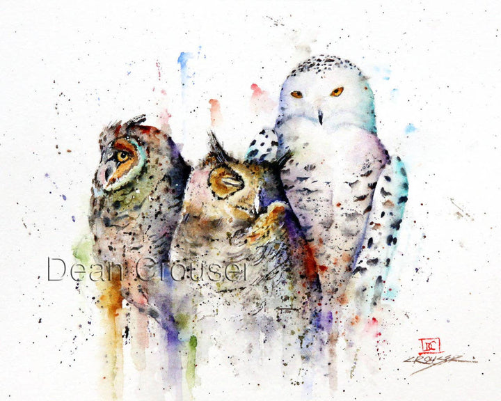 5 x 7" Greeting Card  'OWL TRIO'