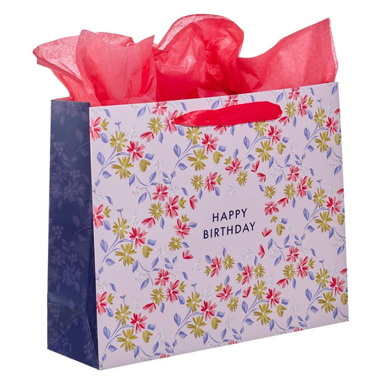 Gift Bag w/ Card LG Landscape Pink Happy Birthday