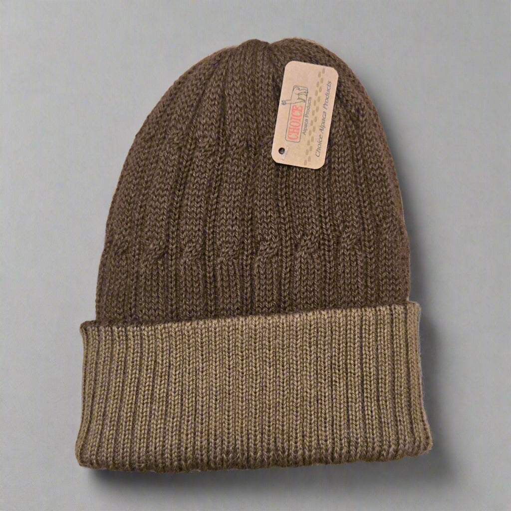 Reversible Cabled 100% Alpaca Knit Hat
