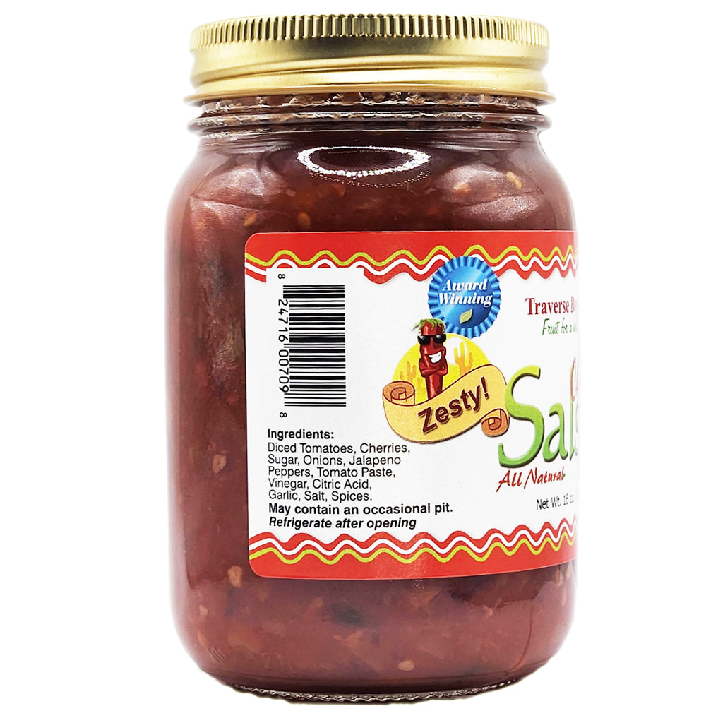 Cherry Salsa  - Zesty (spicy but not too hot!), 16 oz - Spicy salsa