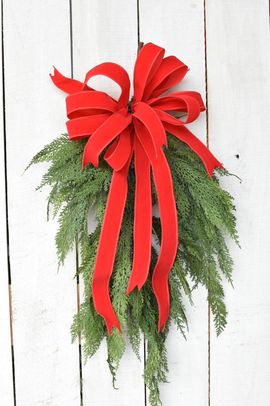 36" Faux Cedar Tear Drop — Christmas wreath decor for door wall and holiday displays festive decor choice