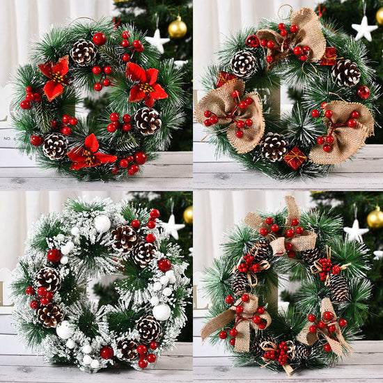 Christmas Pinecone Red Berries Wreath
