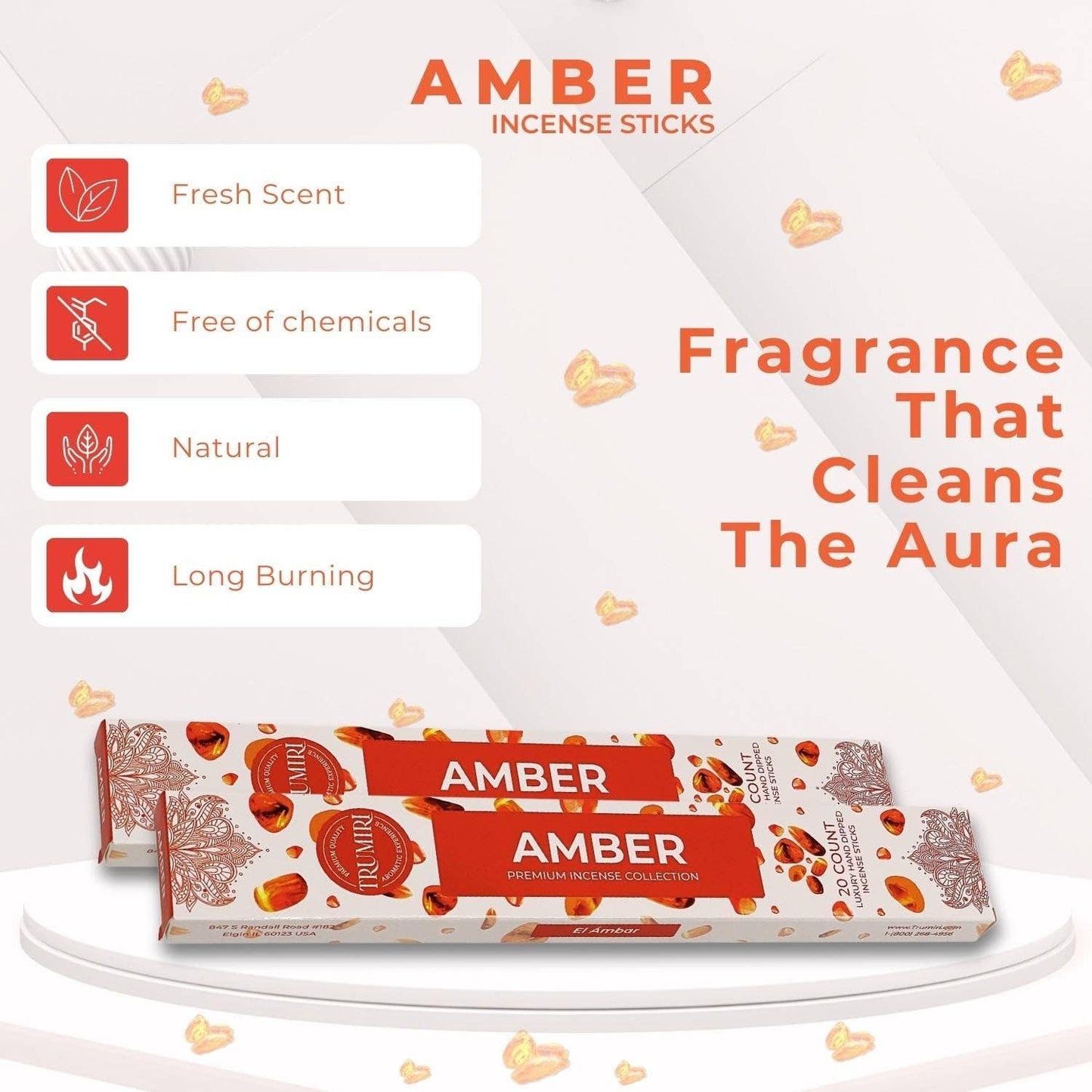 Amber Incense Sticks- 40 Count (Pack of 2)