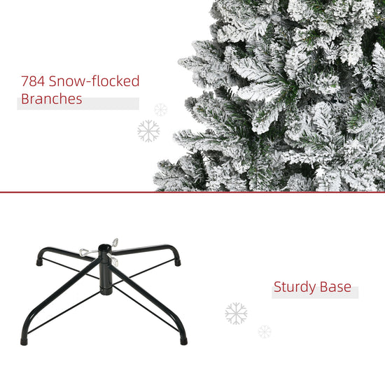 HOMCOM 9ft Unlit Snow-Flocked Slim Pine Artificial Christmas Tree