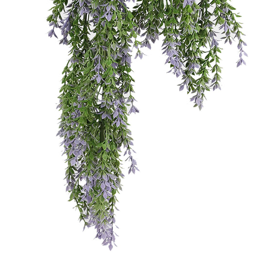 Purple and Green Willow Leaf Garland Artificial Hanging Bush 7.8×30in – NFPA 701 Certified – UV Resistant