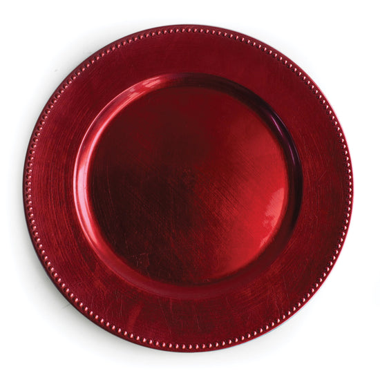 Beaded Charger Plate-Red 13"D 12-Piece Set