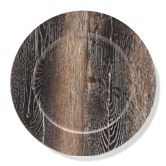 Walnut Finish Charger Plates set of 12
