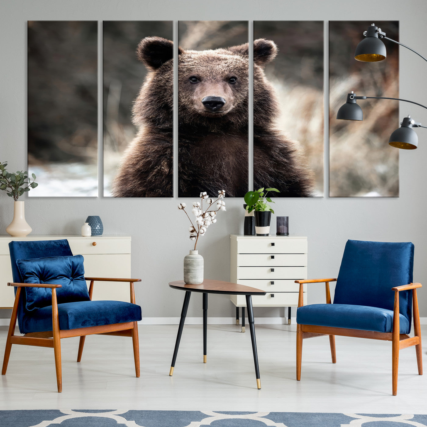 Brown Bear Wall Art Canvas Print – Framed Majestic Woodland