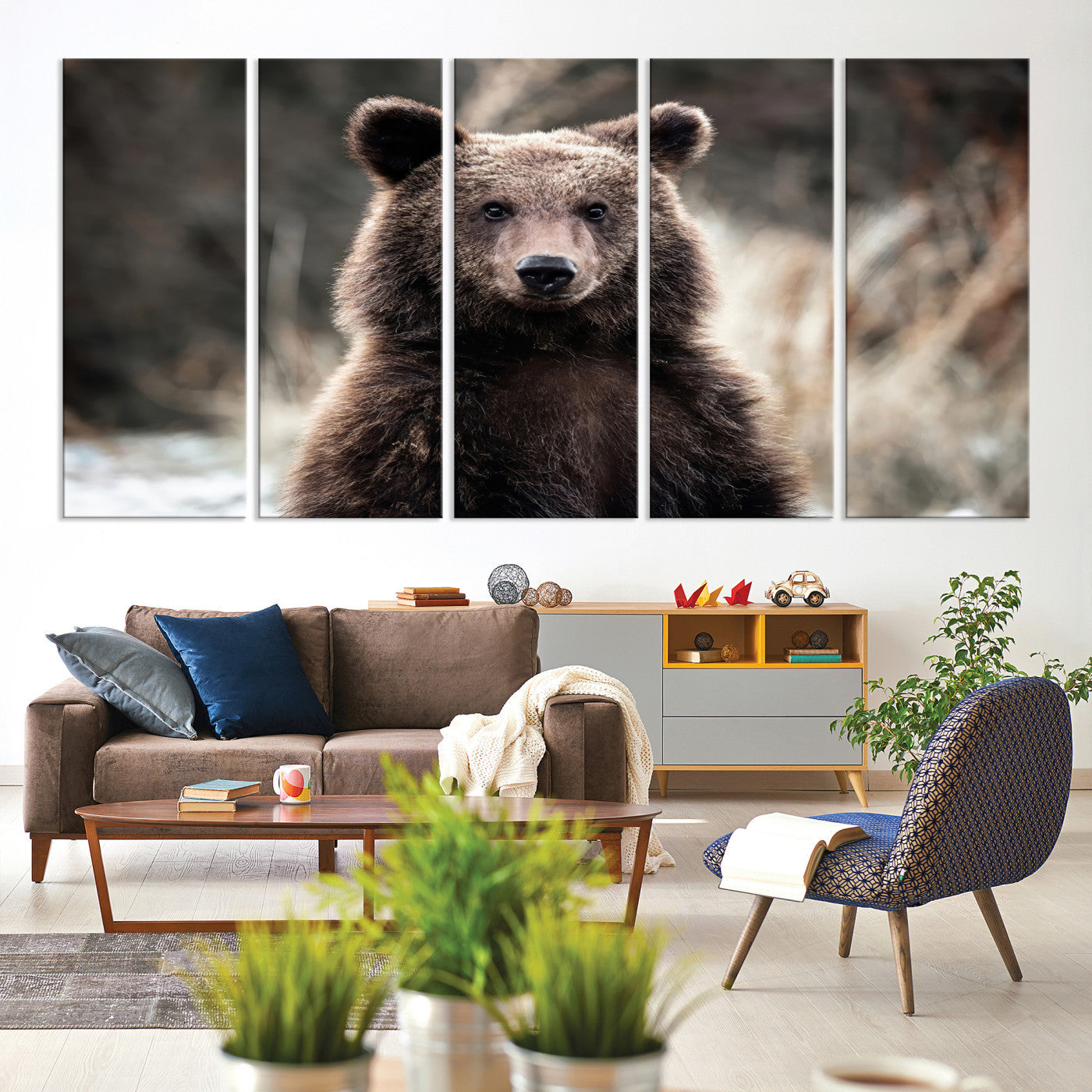 Brown Bear Wall Art Canvas Print – Framed Majestic Woodland