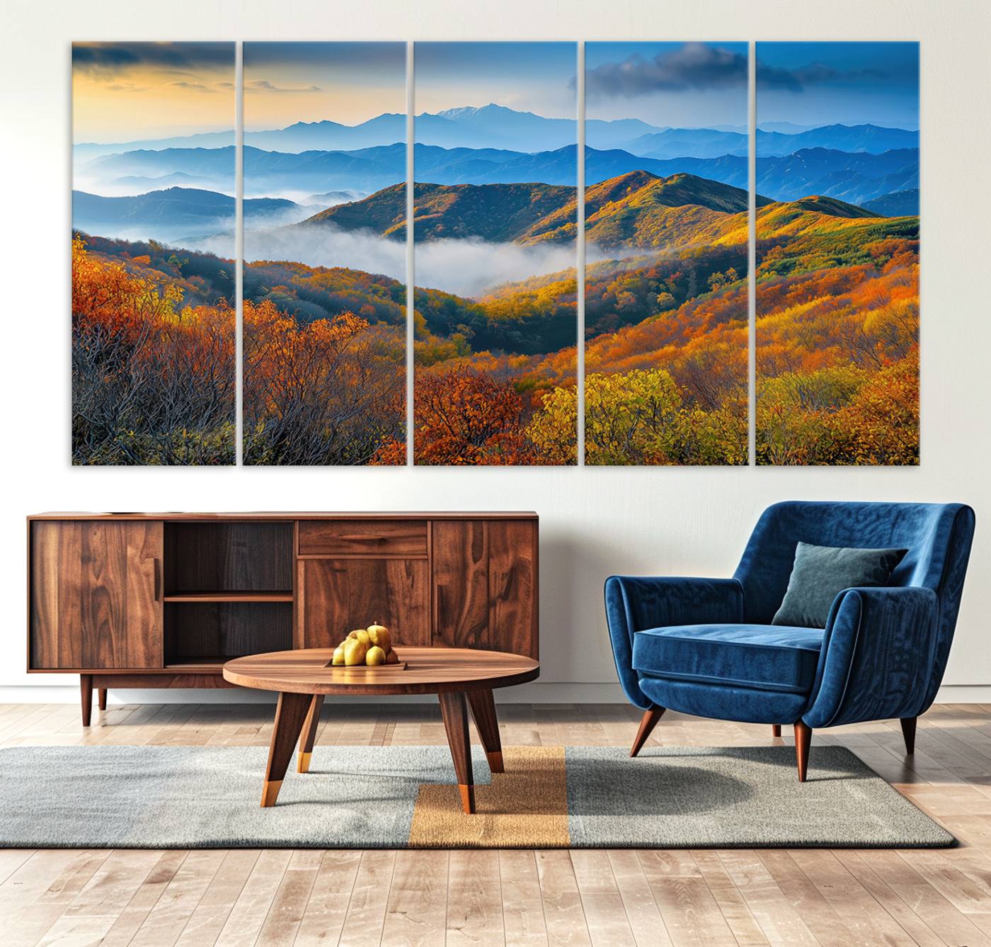 Autumn Mountains Wall Art Canvas Print – Foggy Peaks