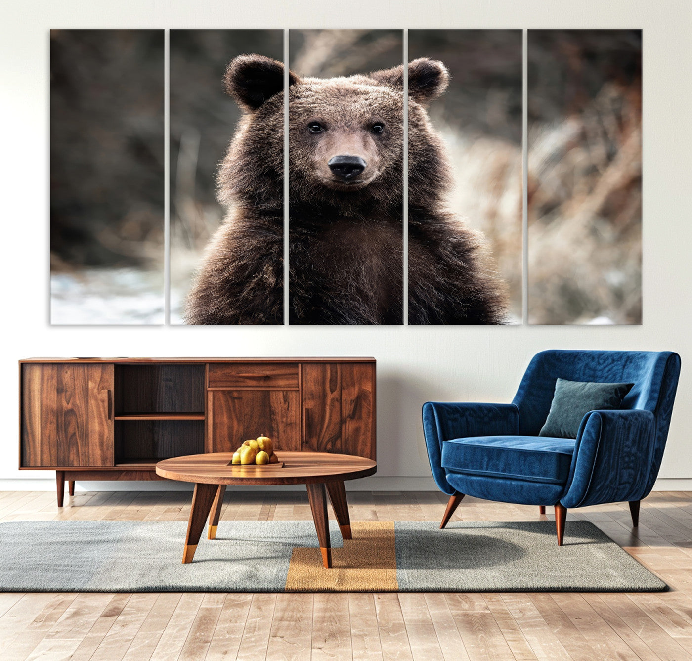 Brown Bear Wall Art Canvas Print – Framed Majestic Woodland