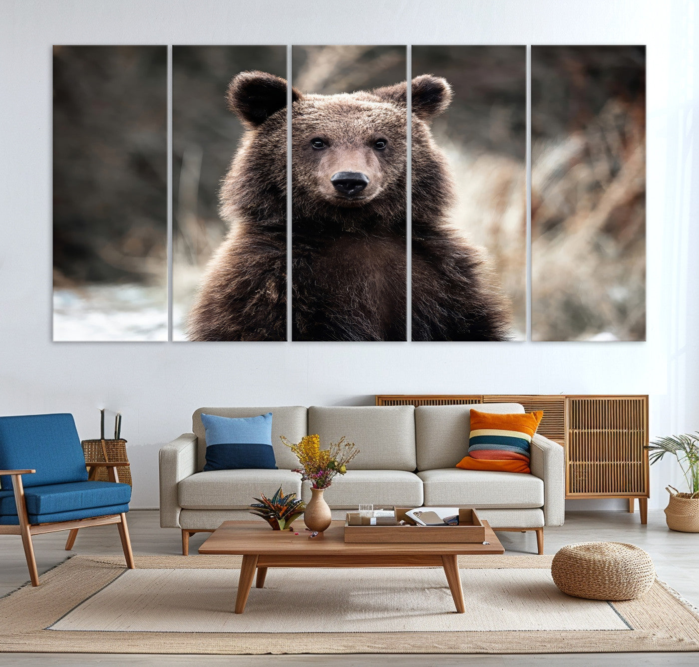 Brown Bear Wall Art Canvas Print – Framed Majestic Woodland